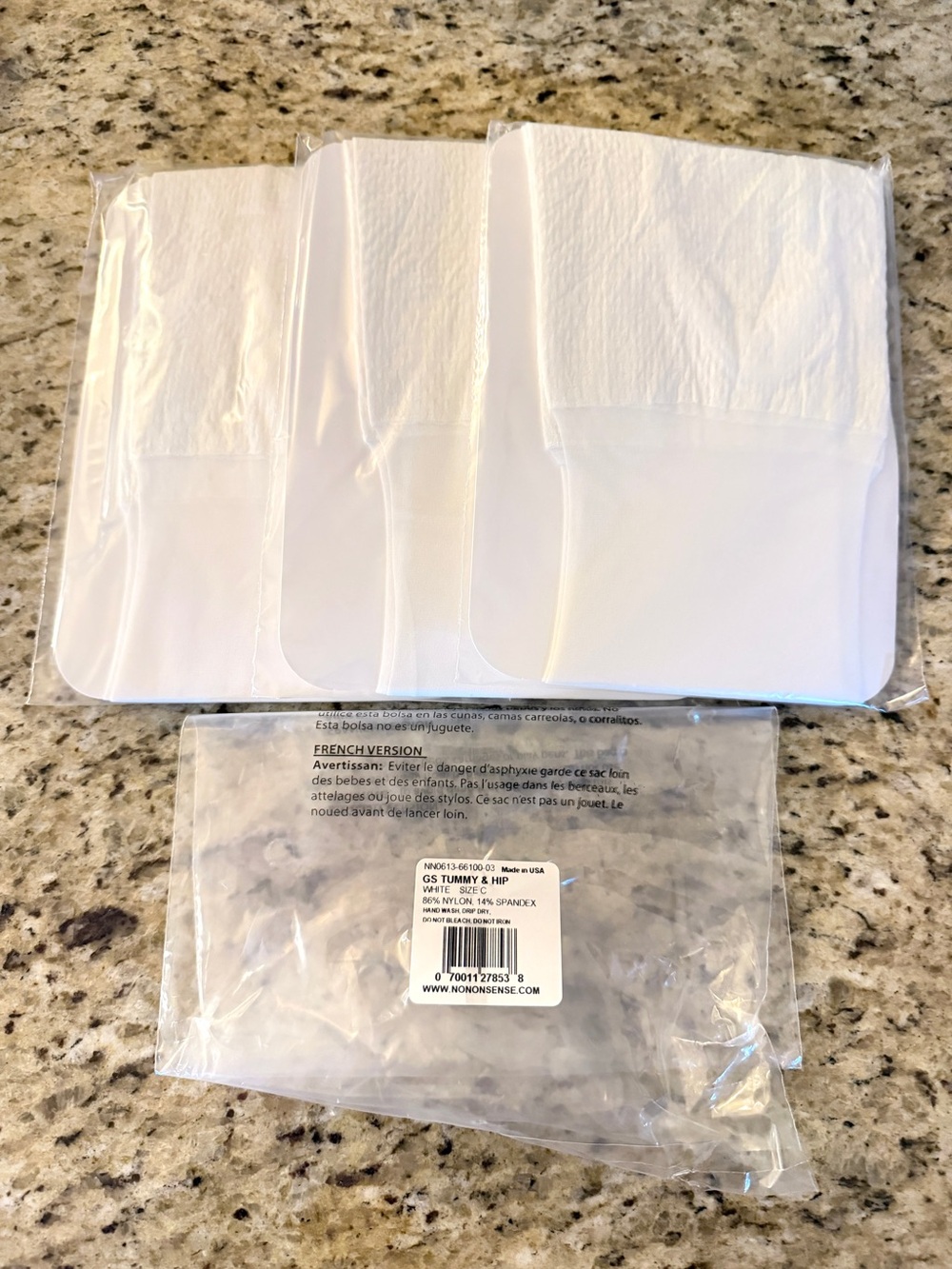 No nonsense great shape tummy and hip control sheers white pantyhose 3 pair pack